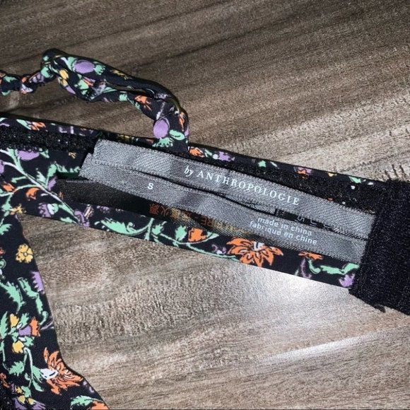 Anthropologie Bralette Women’s Size Small Black Multicolour Floral Lace Trim Top - Picture 4 of 4